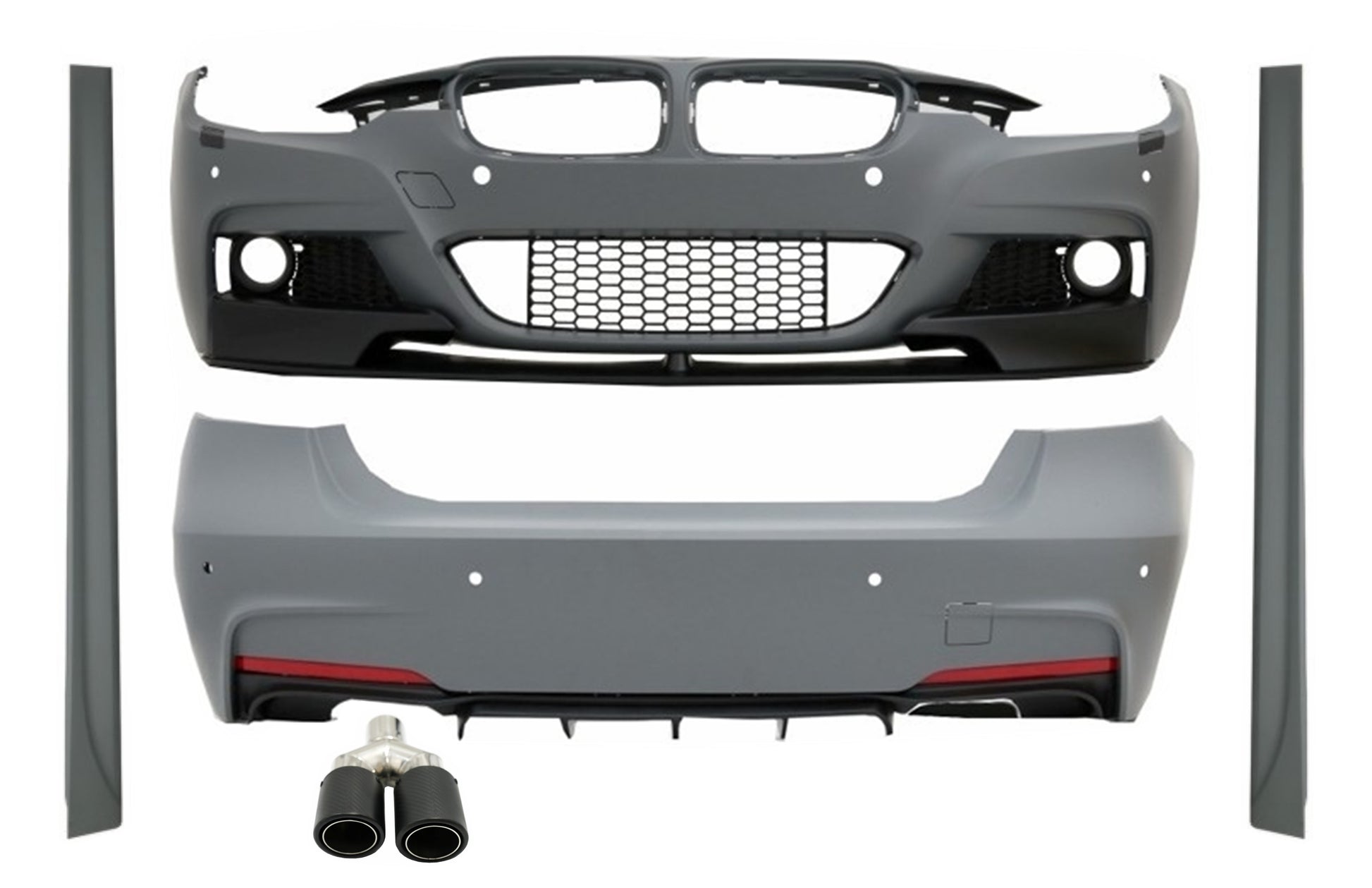 Bodykit Auspuff Tipp Kohlenstoff Links für BMW 3 F30 11-14 F30 LCI Facelift 15+ M Look CarPartsTuning