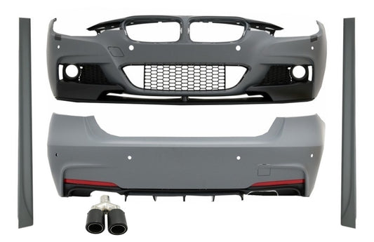 Bodykit Auspuff Tipp Kohlenstoff Links für BMW 3 F30 11-14 F30 LCI Facelift 15+ M Look CarPartsTuning