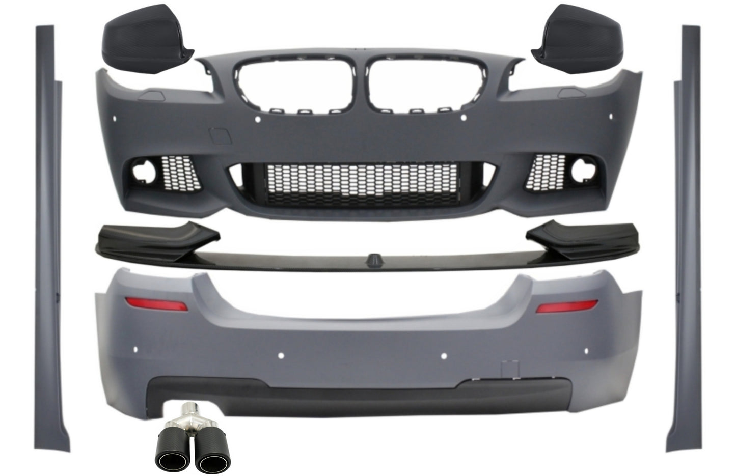 Bodykit Spoiler Lippe Spiegel Abdeckungen Tipp Kohlenstoff für BMW 5 F10 Non LCI 11-14 M Look CarPartsTuning