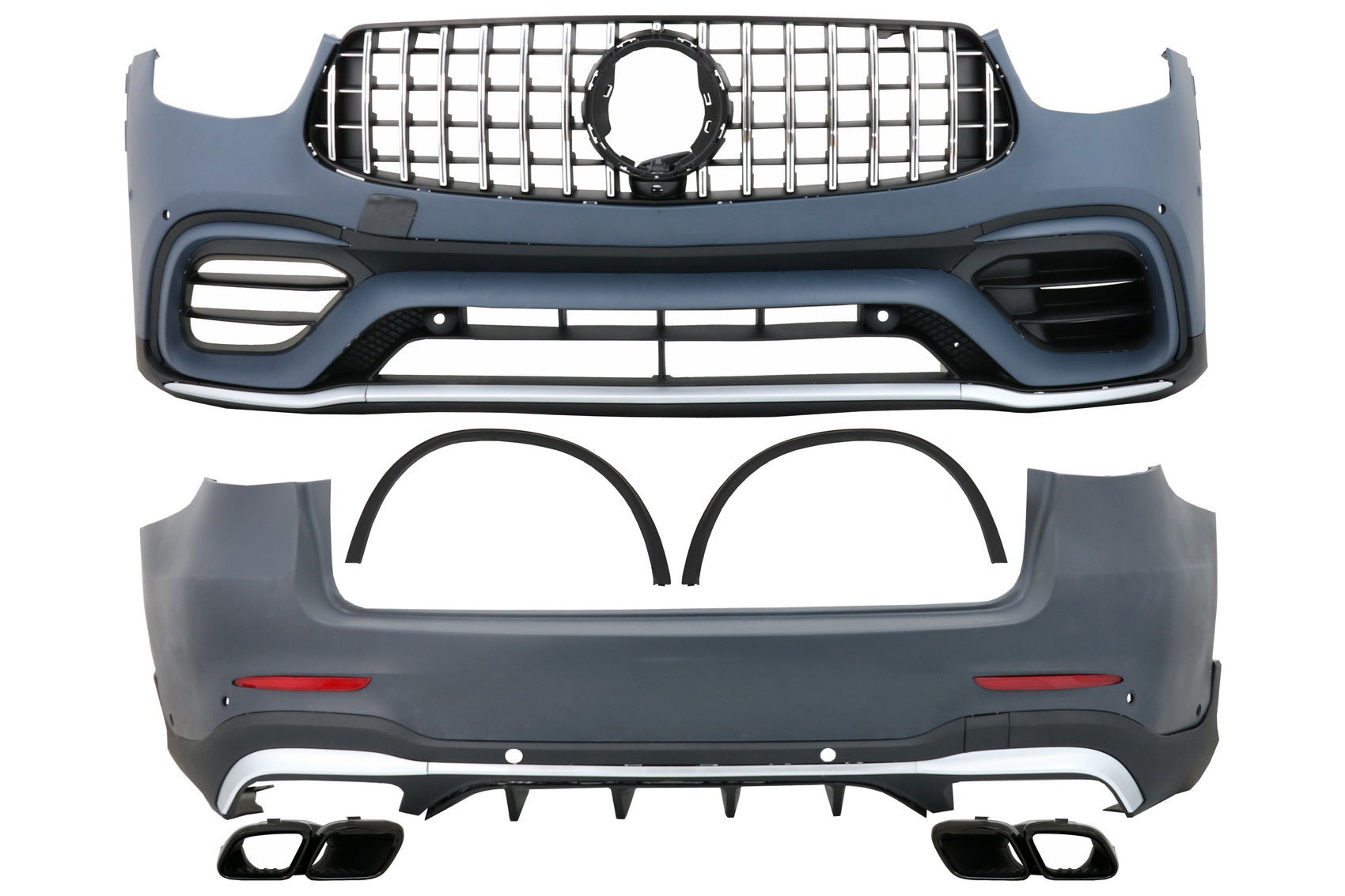 Bodykit für Mercedes GLC SUV Facelift X253 Facelift 20+ GLC63 Look Schwarz Silber CarPartsTuning