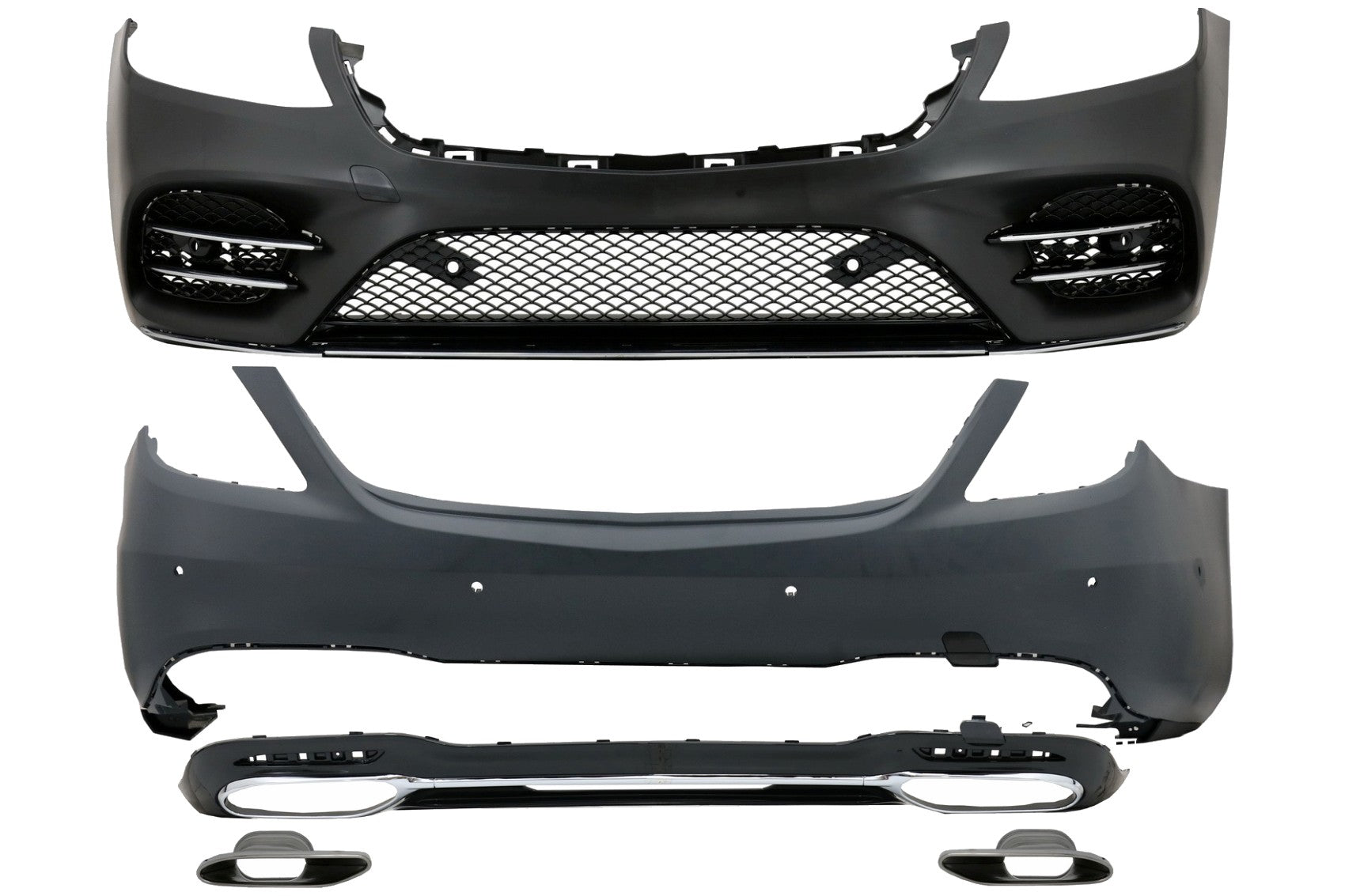 Bodykit für Mercedes S W222 Facelift 13-06.17 Stoßstange Auspuff S450 Look CarPartsTuning