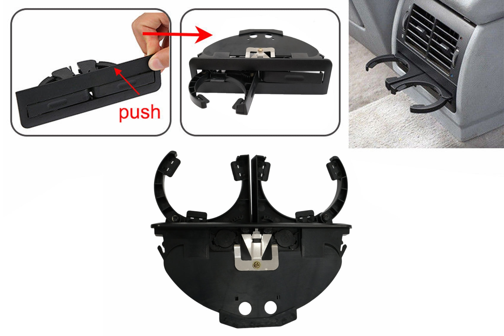 Getränkehalter Hinten Passend Für BMW 5er E39 Limousine Touring (1995-2004) Schwarz KITT