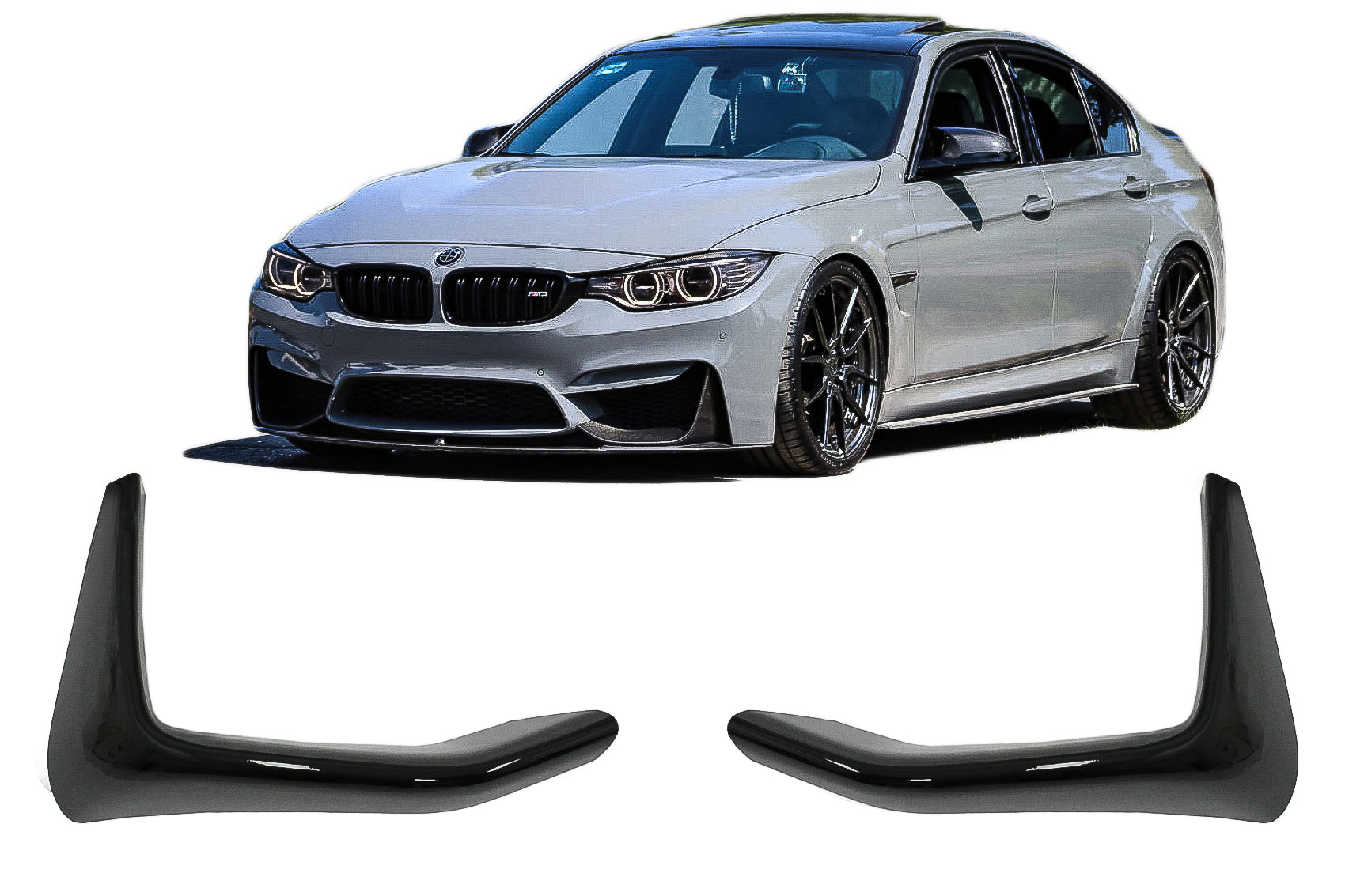 Frontschürze Spoiler Splitter Flaps passend für BMW F80 M3 F82/F83 M4 (2014-2019) Piano Black KITT