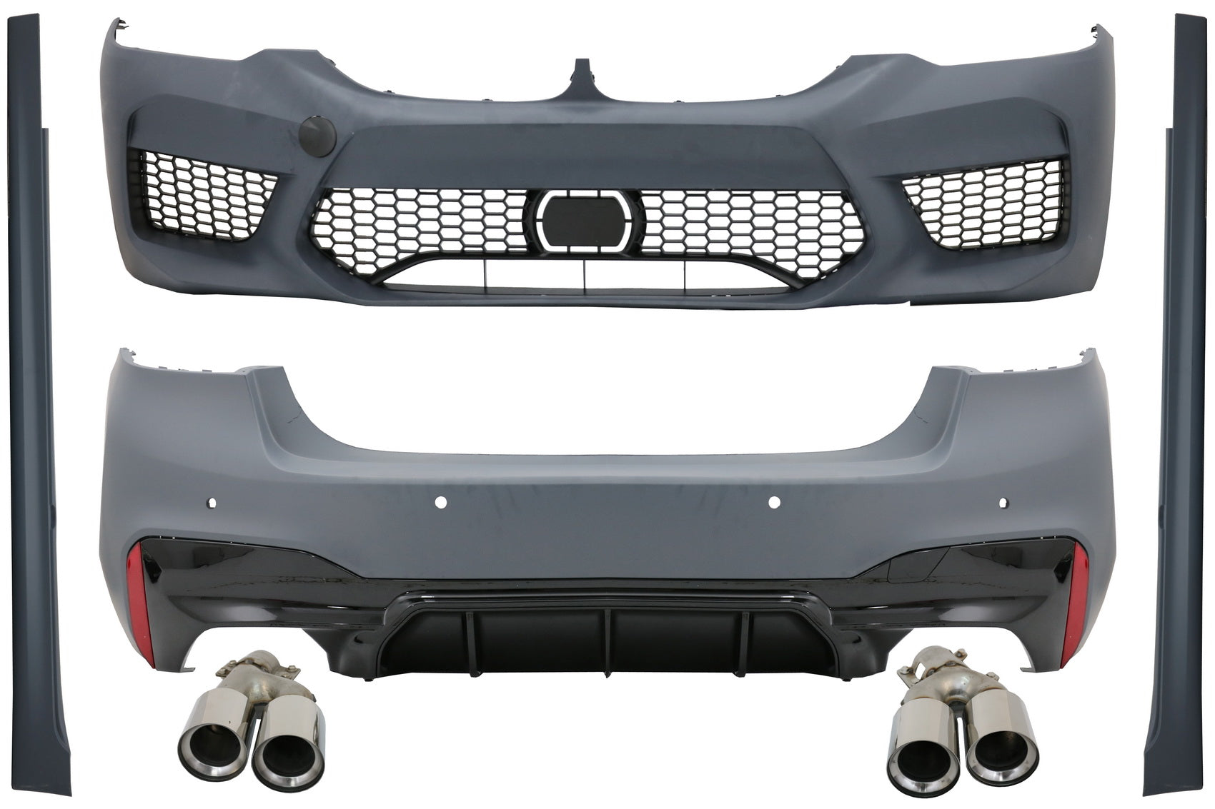 Bodykit für BMW 5er G30 2017-2019 M5 Look Stoßstange Auspuff Tipps Seitenschweller CarPartsTuning