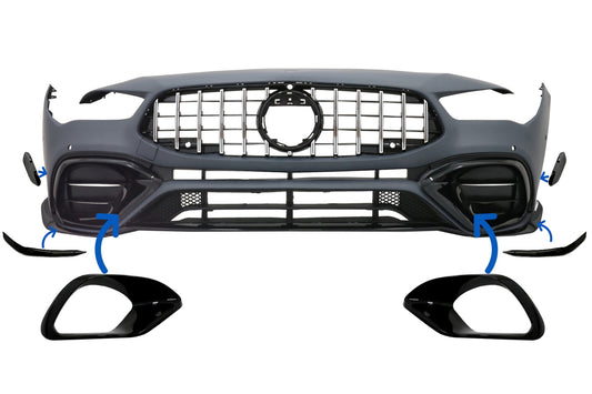 Seitengitter Abdeckrahmen für Mercedes CLA 45 45S X118 C118 2019+ Glänzend schwarz CarPartsTuning