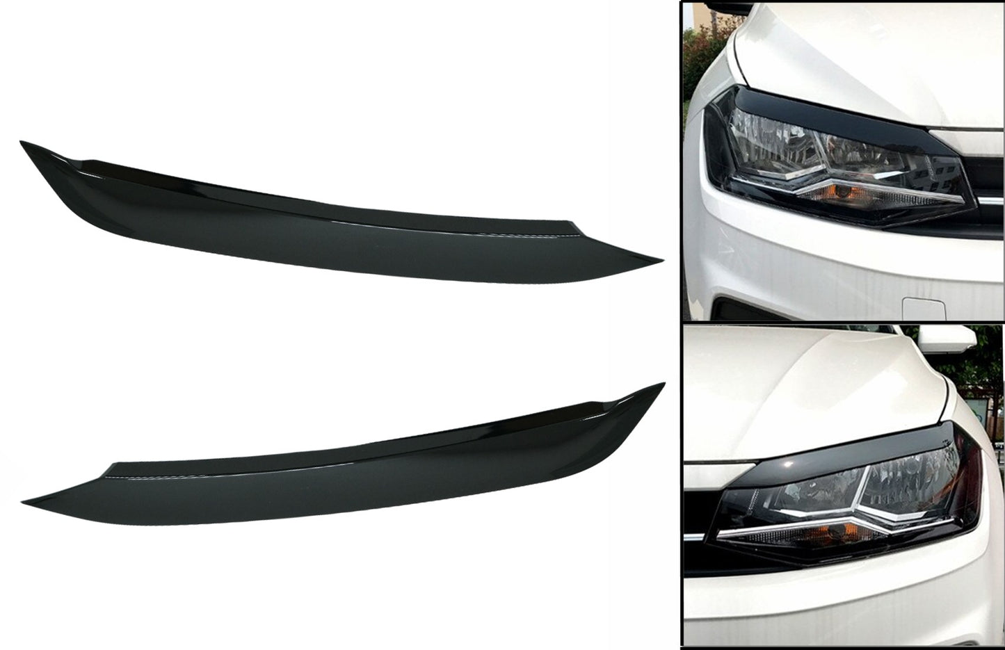 Scheinwerfer Augenbrauen für VW Polo 6R 6C 2009-2017 Glänzend schwarz CarPartsTuning