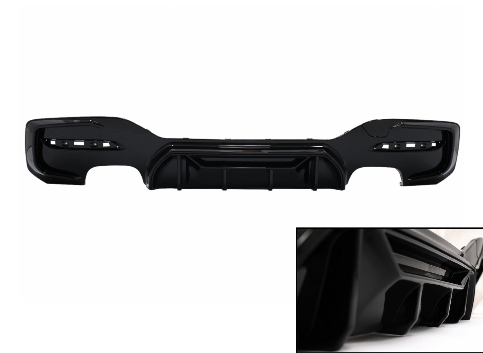 Heckschürze Spoiler Volant Diffusor Twin Double Outlet Passend Für BMW 1er F20 F21 LCI (2015-2019) Piano Black Competition Design KITT