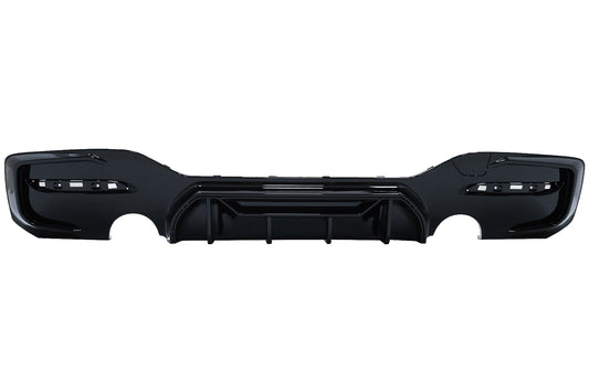 Heckschürze Spoiler Volant Diffusor Twin Outlet Single passend für BMW 1er F20 F21 LCI (2015-2019) Piano Black Competition Design KITT