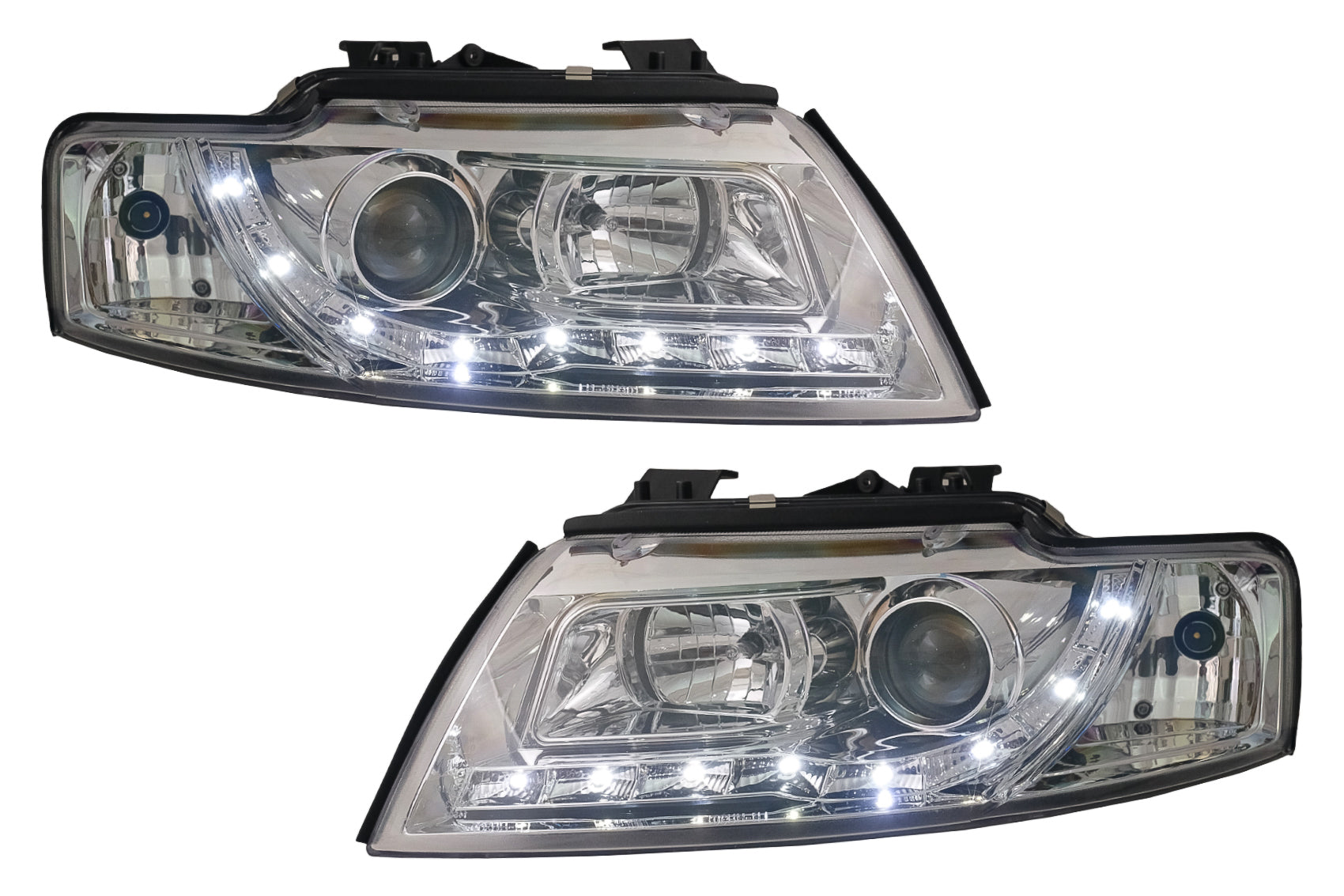 LED DRL Scheinwerfer für Audi A4 B6 Cabrio 2000-2006 Chrom Tageszeit Laufen Lichter CarPartsTuning