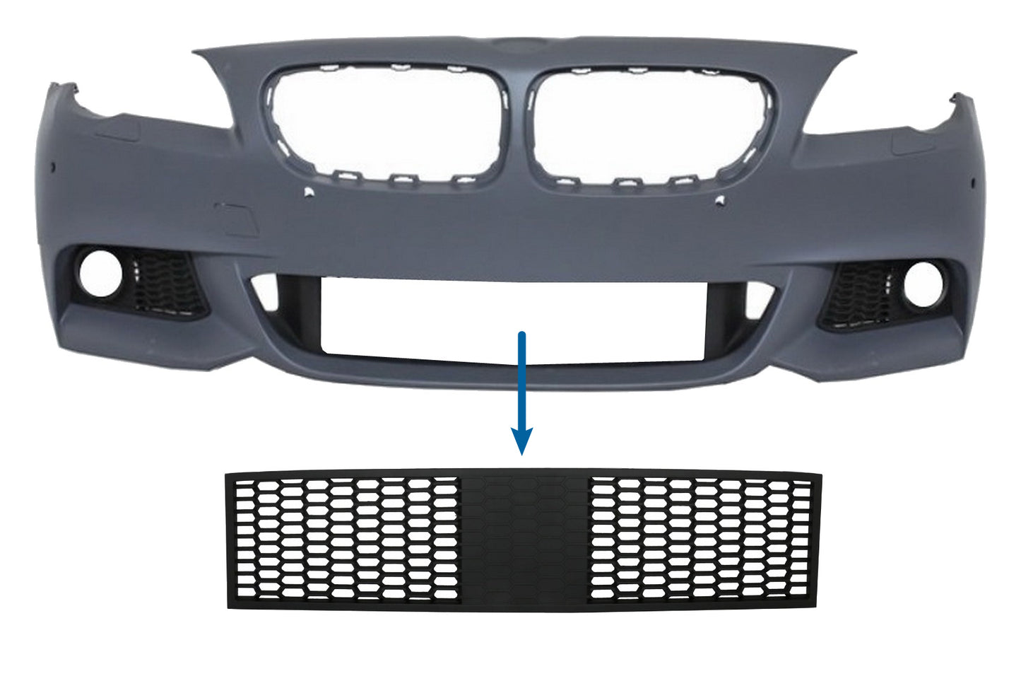 Frontstoßstange Mittleres Unteres Gitter Passend Für BMW 5er F10 F11 M-Tech (2009-2017) Für Gem KITT Specials