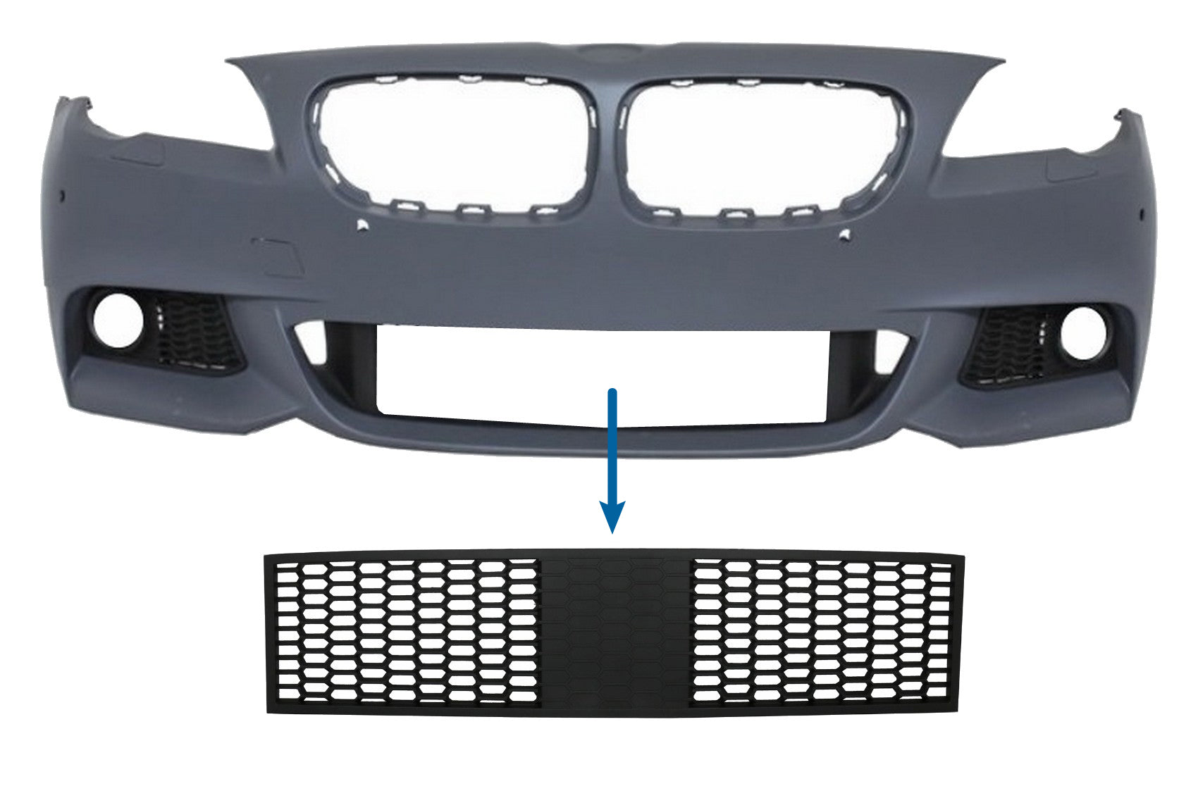 Frontstoßstange Mittleres Unteres Gitter Passend Für BMW 5er F10 F11 M-Tech (2009-2017) Für Gem KITT Specials