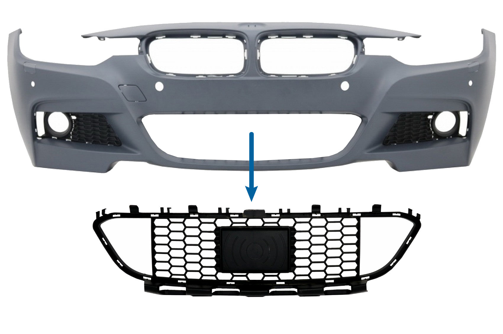 Frontstoßstange Zentraler unterer Grill für BMW 3er F30 F31 M-Tech 11-19 für ACC CarPartsTuning