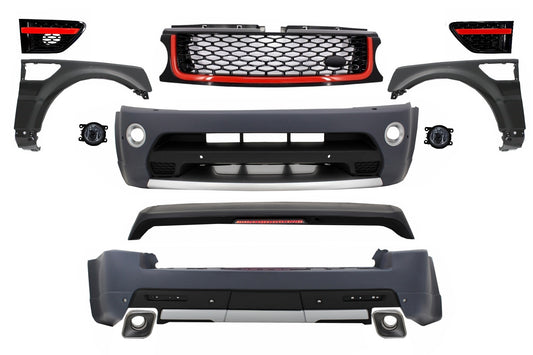 Bodykit für Land Range Rover Sport L320 Facelift 2009-2013 Autobiography Design Stoßstange Schwarz Rote Kühlergrill CarPartsTuning