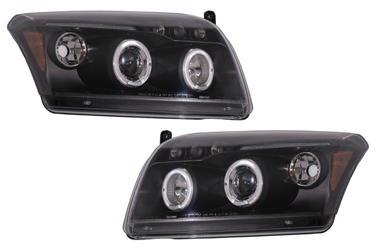 Angel Eyes Scheinwerfer passend für Dodge Caliber (2006-2012) Schwarz CarPartsTuning