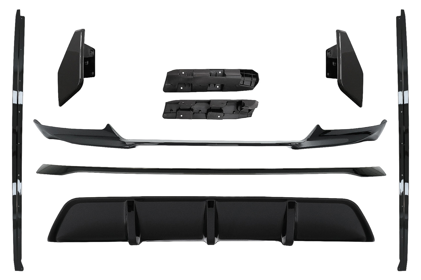 Aero Bodykit Frontschürzenlippe Und Luftdiffusor Passend Für BMW X6 F16 LCI (2015-2019) M Technik Sport Piano Black KITT