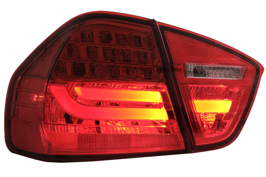 LED Rückleuchten für BMW 3er E90 2005-2008 LED Lichtleiste LCI-Design rot Klar CarPartsTuning