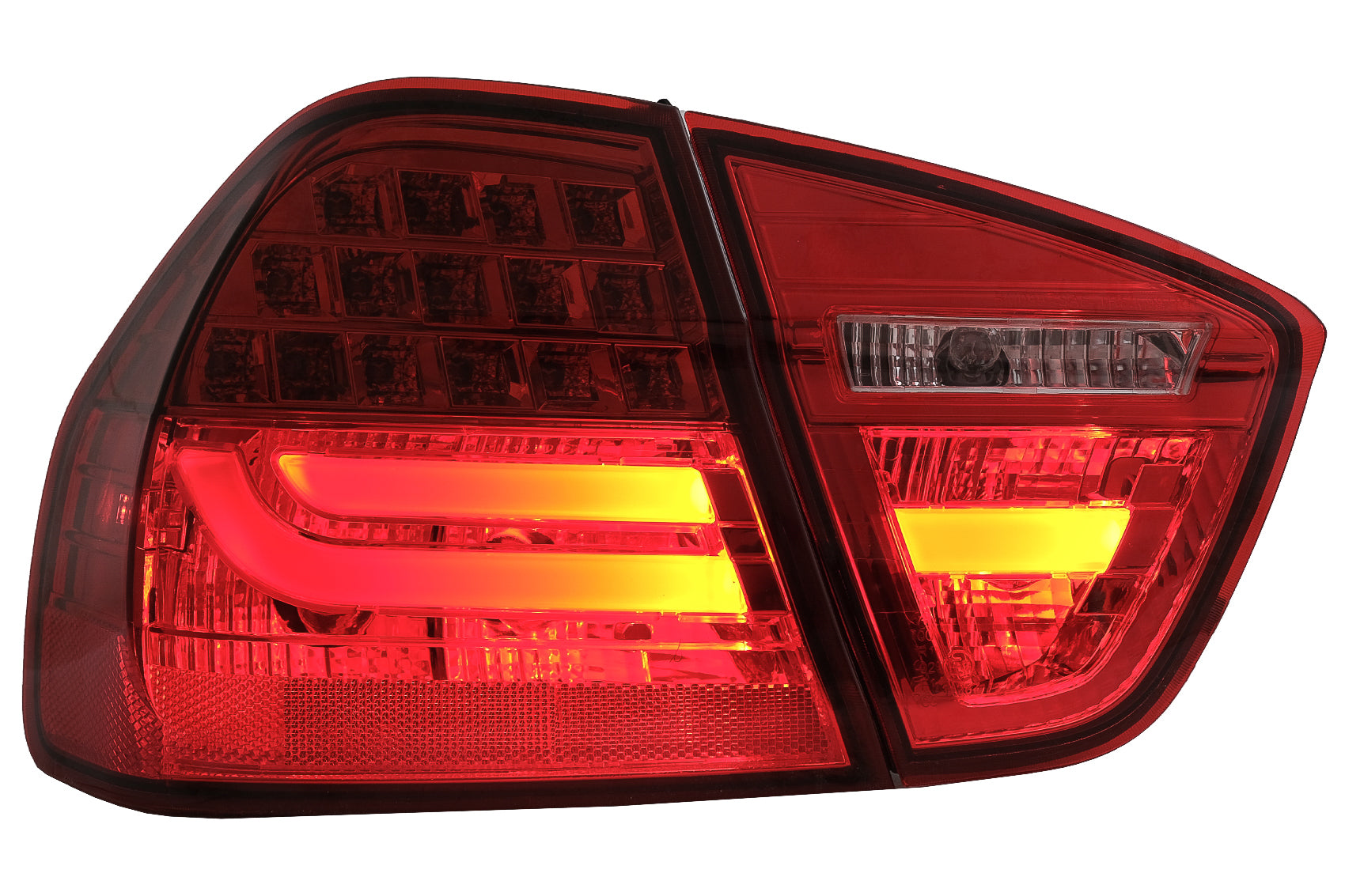 LED Rückleuchten für BMW 3er E90 2005-2008 LED Lichtleiste LCI-Design rot Klar CarPartsTuning