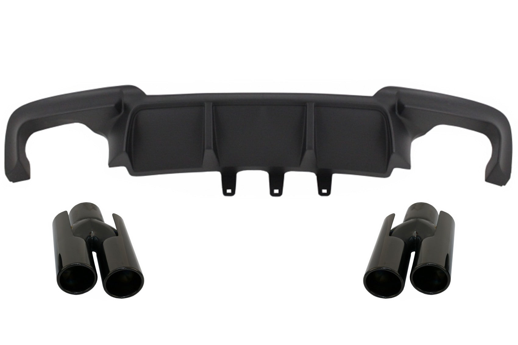 Doppelt Auslauf Diffusor für BMW F10 5er 2011-2017 M Look Tipps Glänzend schwarz CarPartsTuning