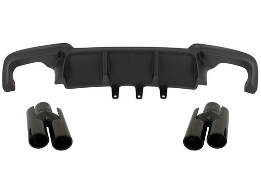 Doppelt Auslauf Diffusor für BMW F10 5er 2011-2017 M Look Tipps Glänzend schwarz CarPartsTuning