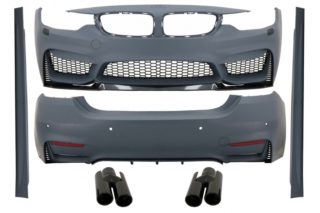 Komplettes Body-Kit Passend Für BMW 4er F32 Coupé F33 Cabrio (2013) Mit Auspuffblenden Piano Black M4 Design KITT