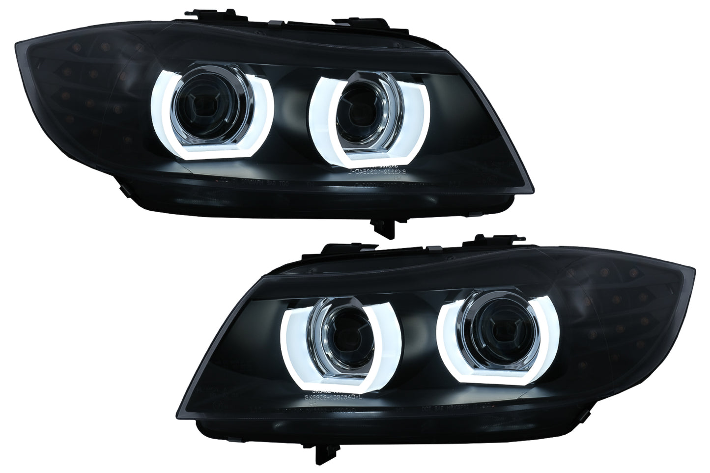 3D Angel Eyes LED DRL Xenon Scheinwerfer für BMW 3 E90 E91 LCI 2008-2011 Schwarz CarPartsTuning