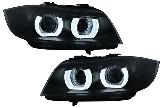 3D Angel Eyes LED DRL Xenon Scheinwerfer für BMW 3 E90 E91 LCI 2008-2011 Schwarz CarPartsTuning