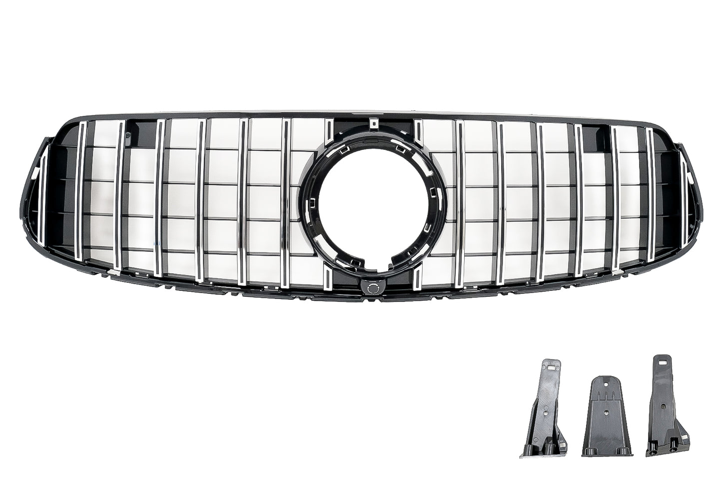 Gitter für Mercedes GLC X253 C253 Facelift 20+ GTR Panamericana Look Schwarz Chrom CarPartsTuning
