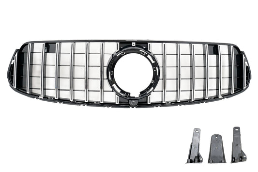 Gitter für Mercedes GLC X253 C253 Facelift 20+ GTR Panamericana Look Schwarz Chrom CarPartsTuning