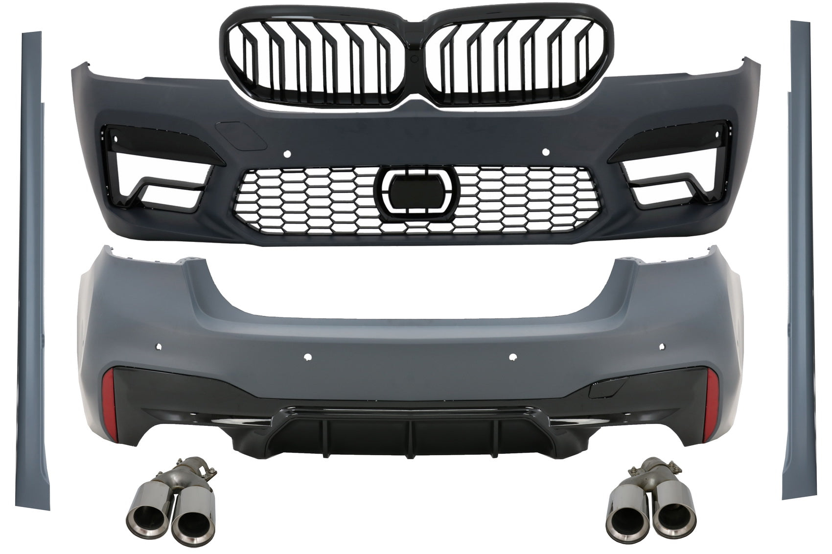 Bodykit für BMW 5er G30 LCI 2020+ M5 Look Gitter Seitenschweller Schalldämpfer Tipps CarPartsTuning