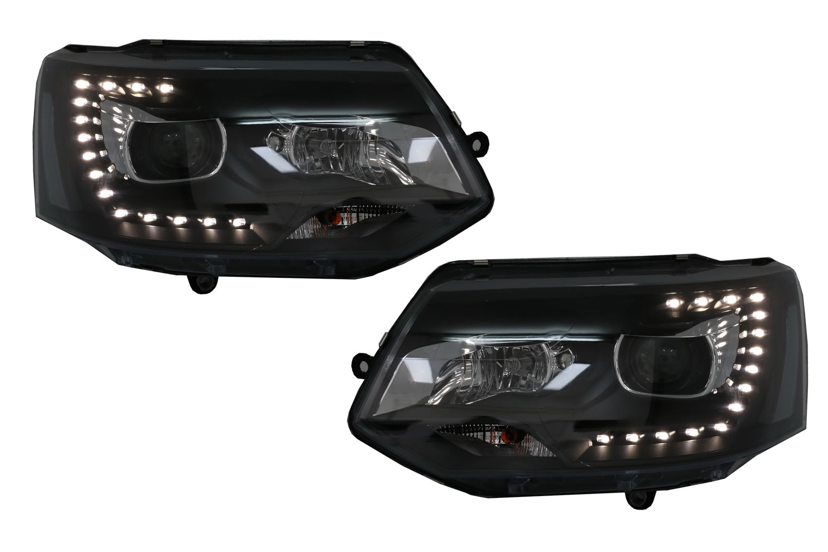 LED DRL TFL Dayline Scheinwerfer für VW Transporter T5 2010-2015 Schwarz CarPartsTuning