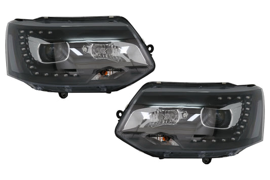 LED DRL TFL Dayline Scheinwerfer für VW Transporter T5 2010-2015 Schwarz CarPartsTuning