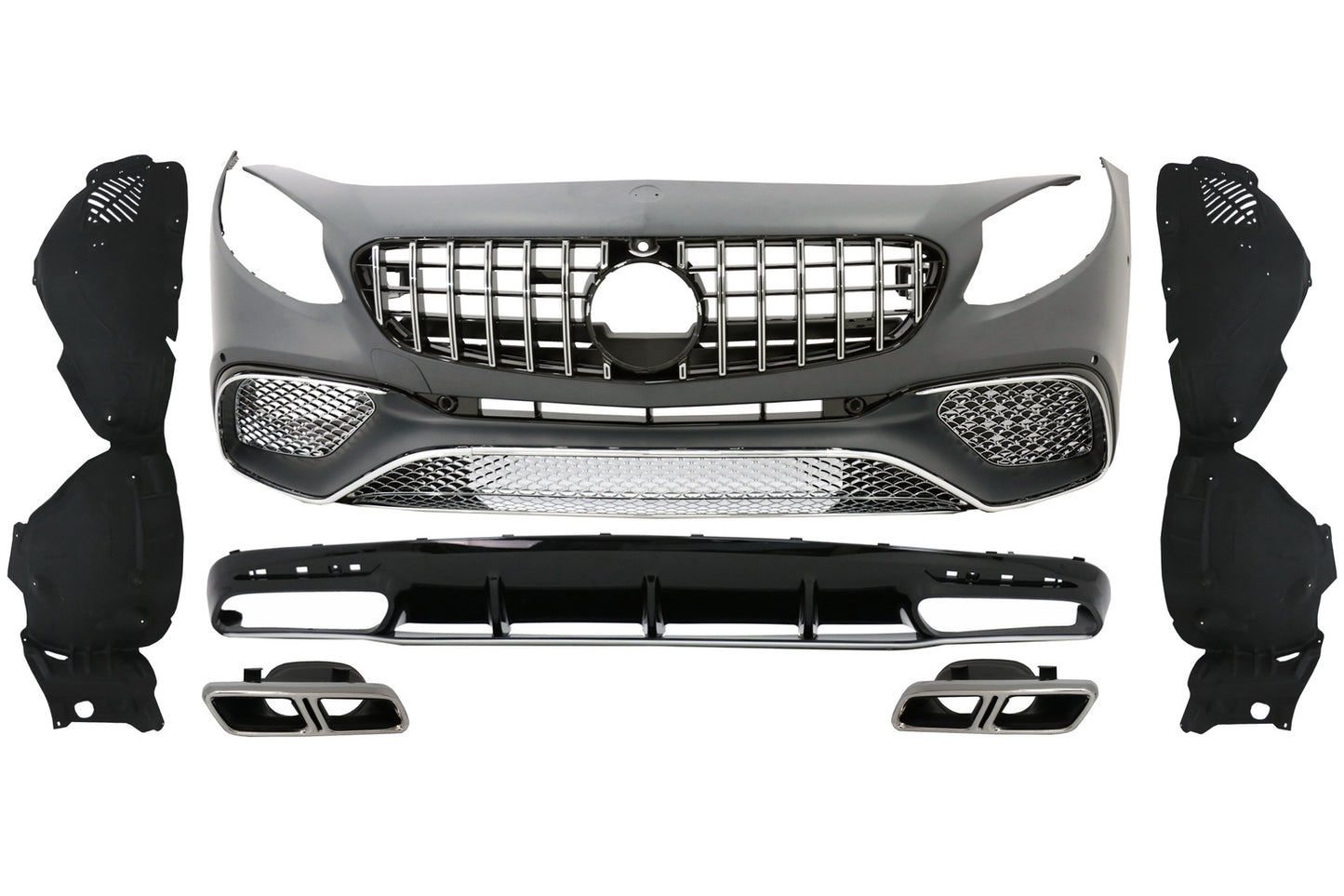 Kit für Mercedes S Coupe C217 Sport Line 2015-2021 S65 Look Gitter Diffusor Tipps CarPartsTuning