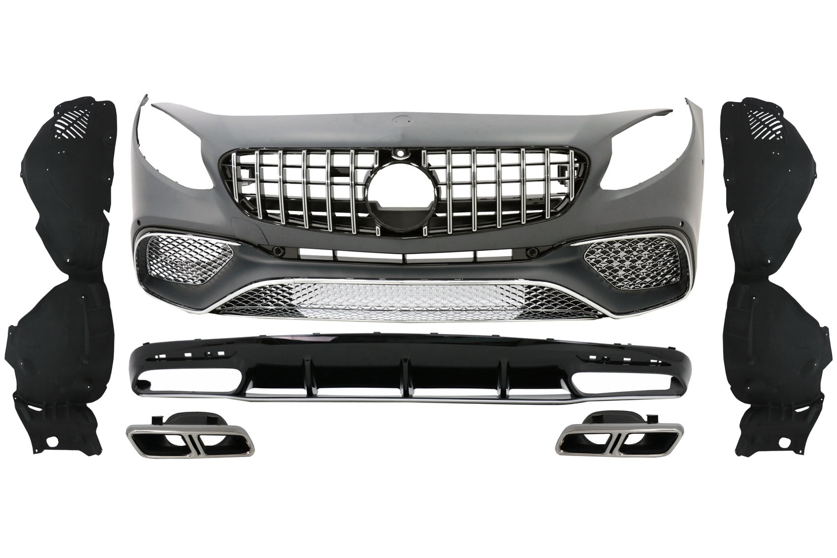 Kit für Mercedes S Coupe C217 Sport Line 2015-2021 S65 Look Gitter Diffusor Tipps CarPartsTuning