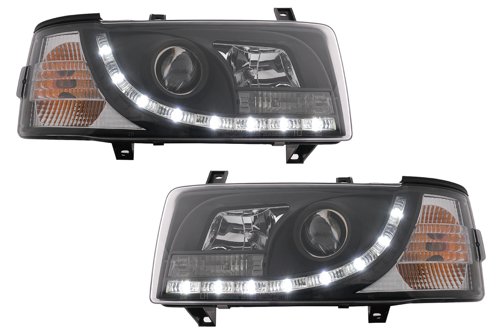 LED Tagfahrlicht passend für VW Transporter T4 (1990-2003) schwarz KITT Lightning