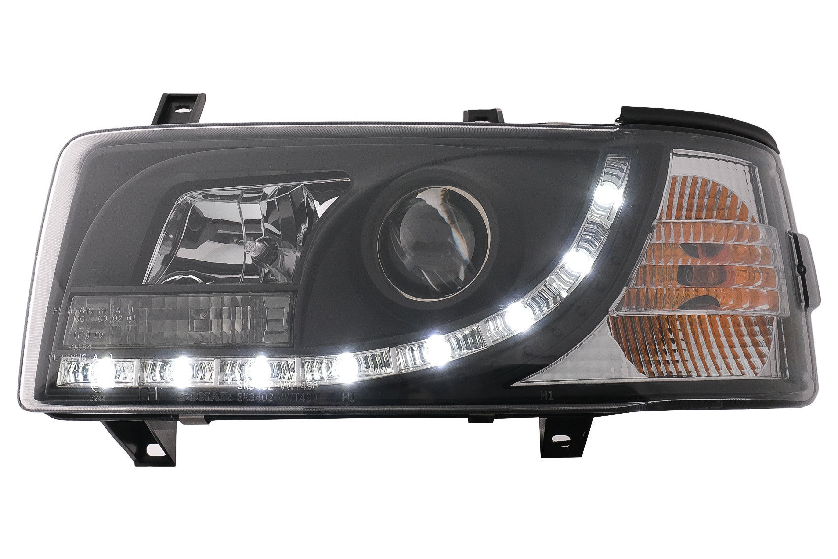 LED Tagfahrlicht passend für VW Transporter T4 (1990-2003) schwarz KITT Lightning