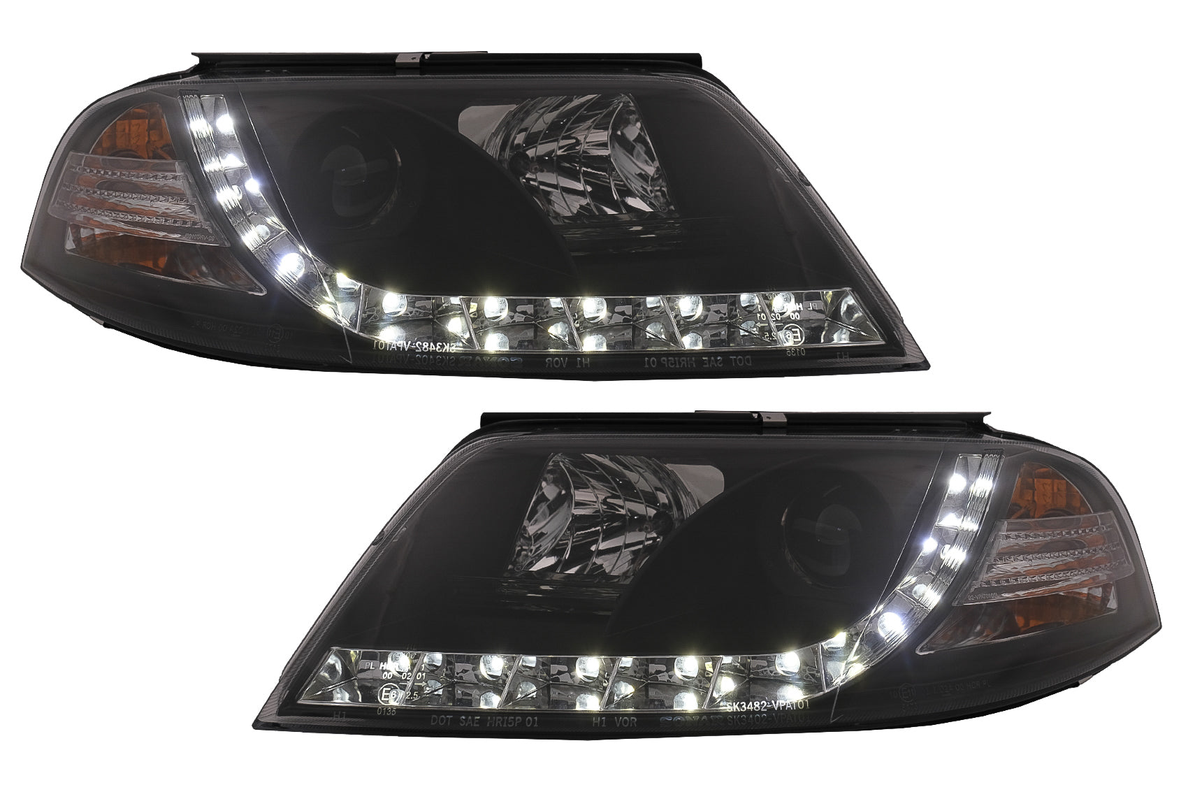 LED DRL Scheinwerfer für VW Passat 3BG 09.2000-03.2005 Schwarz CarPartsTuning