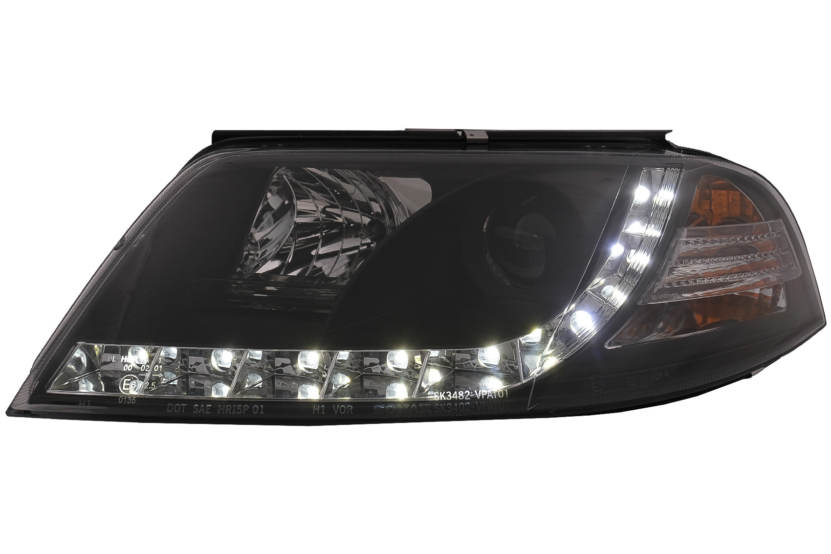 LED DRL Scheinwerfer für VW Passat 3BG 09.2000-03.2005 Schwarz CarPartsTuning
