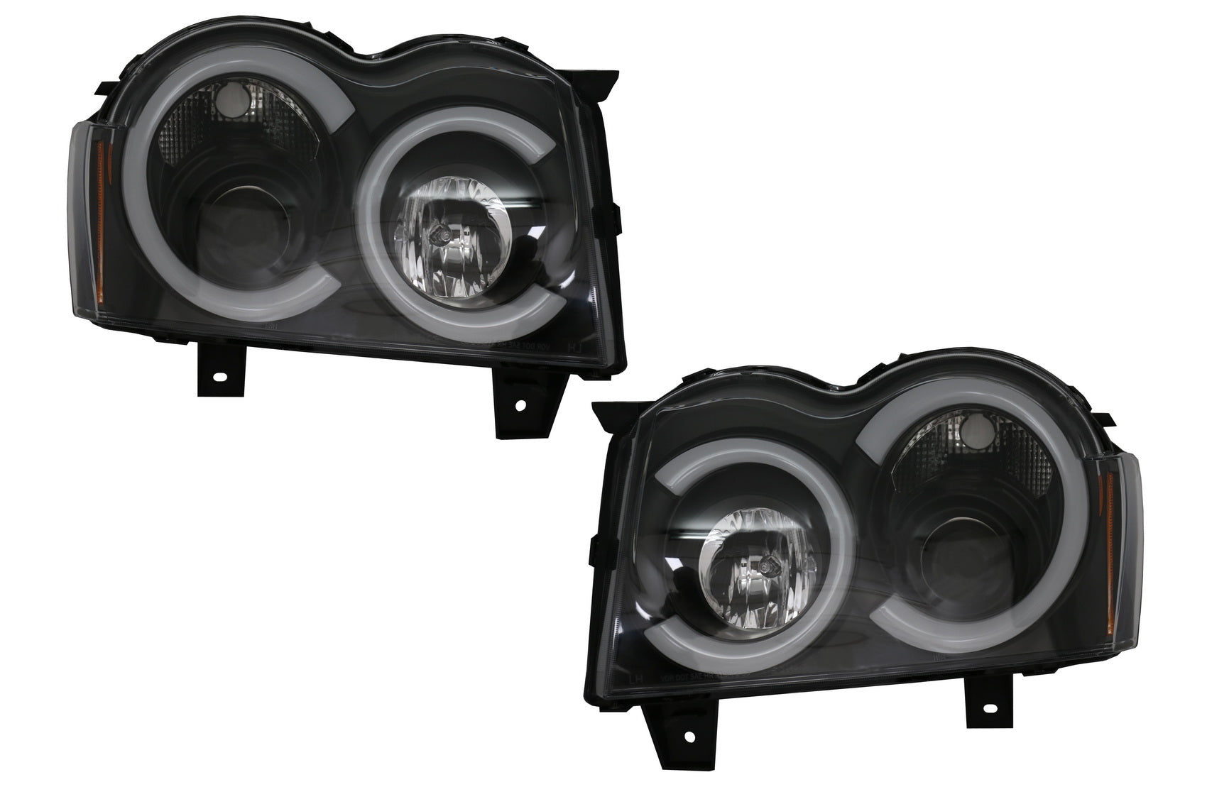 LED Scheinwerfer für JEEP Grand Cherokee WH 05-08 Halo Angel Eyes Schwarz CarPartsTuning