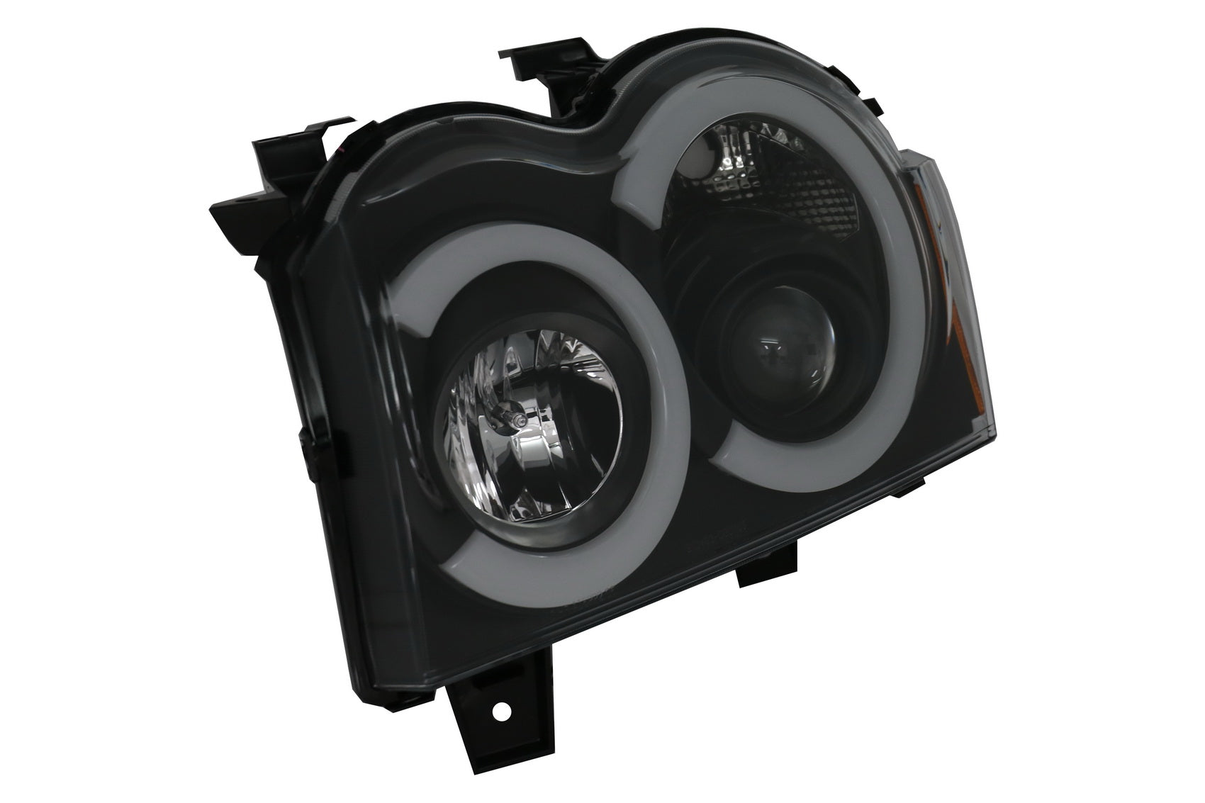 LED Scheinwerfer für JEEP Grand Cherokee WH 05-08 Halo Angel Eyes Schwarz CarPartsTuning