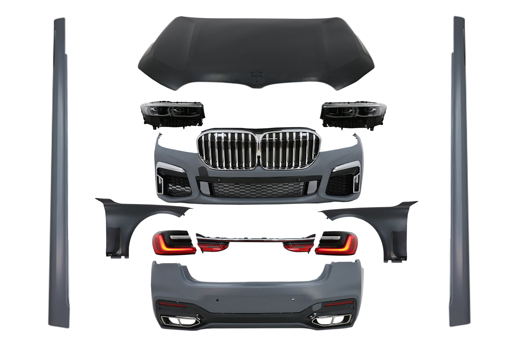 Bodykit für BMW 7 G12 15-19 Konvertierung zu G12 LCI 2020 Look Kapuze Kotflügel vorne CarPartsTuning