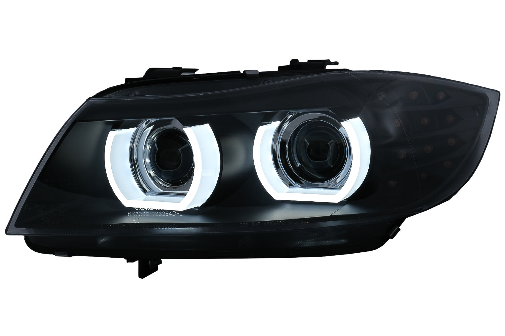 3D Angel Eyes LED Tagfahrlicht Xenon Scheinwerfer Passend Für BMW 3er E90 E91 LCI Mit Afs (2008-2011) Schwarz KITT