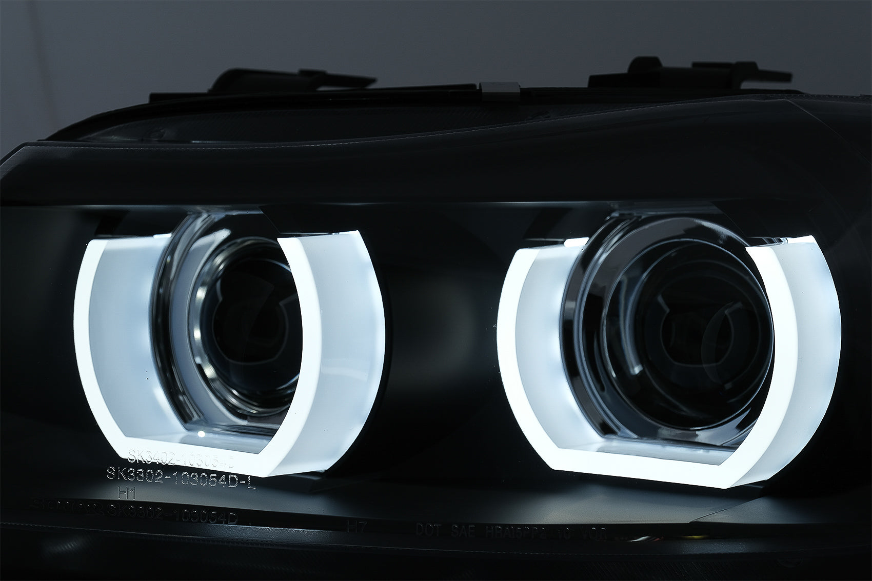 3D Angel Eyes LED Tagfahrlicht Xenon Scheinwerfer Passend Für BMW 3er E90 E91 LCI Mit Afs (2008-2011) Schwarz KITT