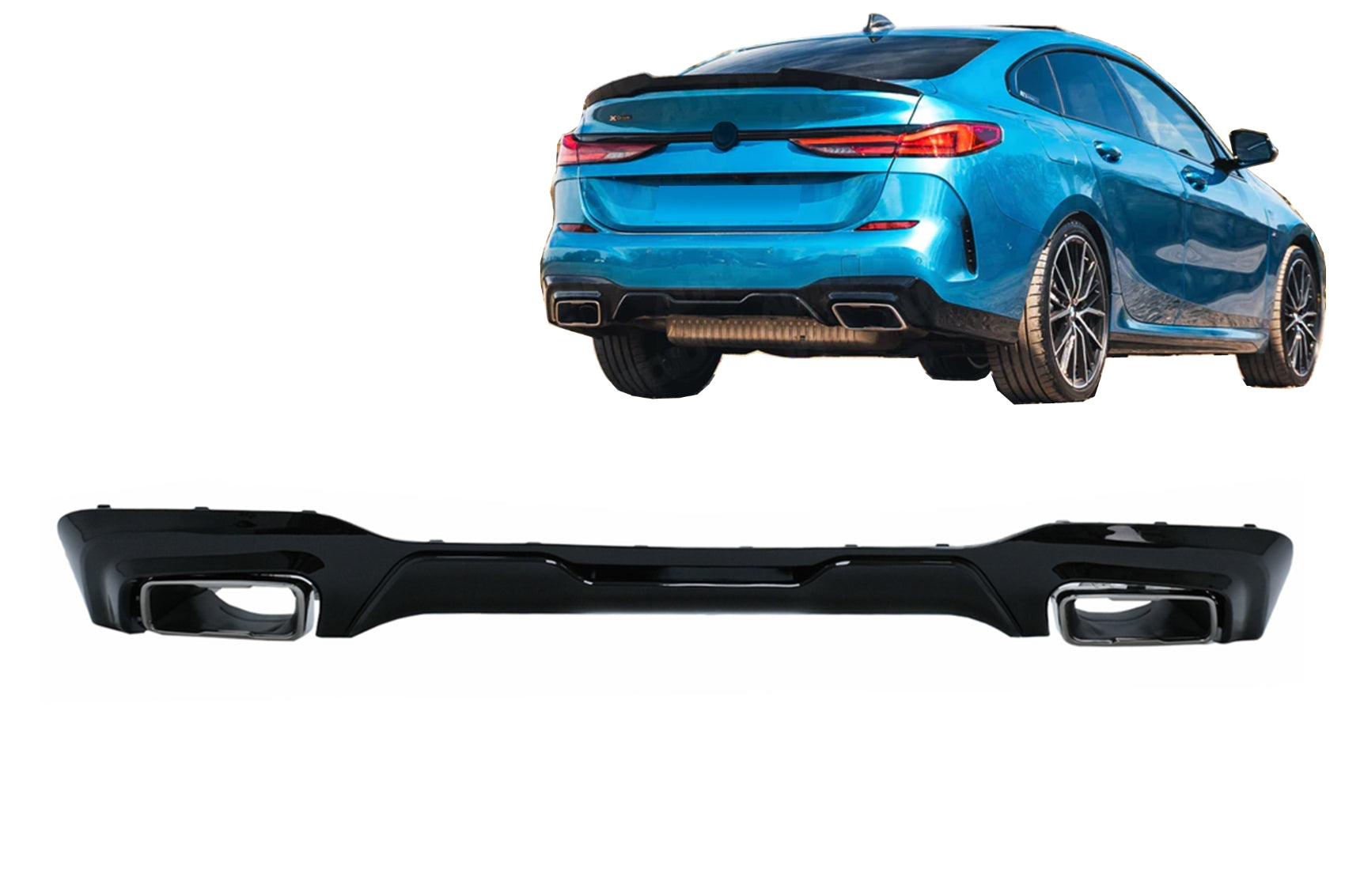 Stoßstange Diffusor Chrom Endrohre für BMW 2er F44 Gran Coupé 2020+ M235i Design CarPartsTuning