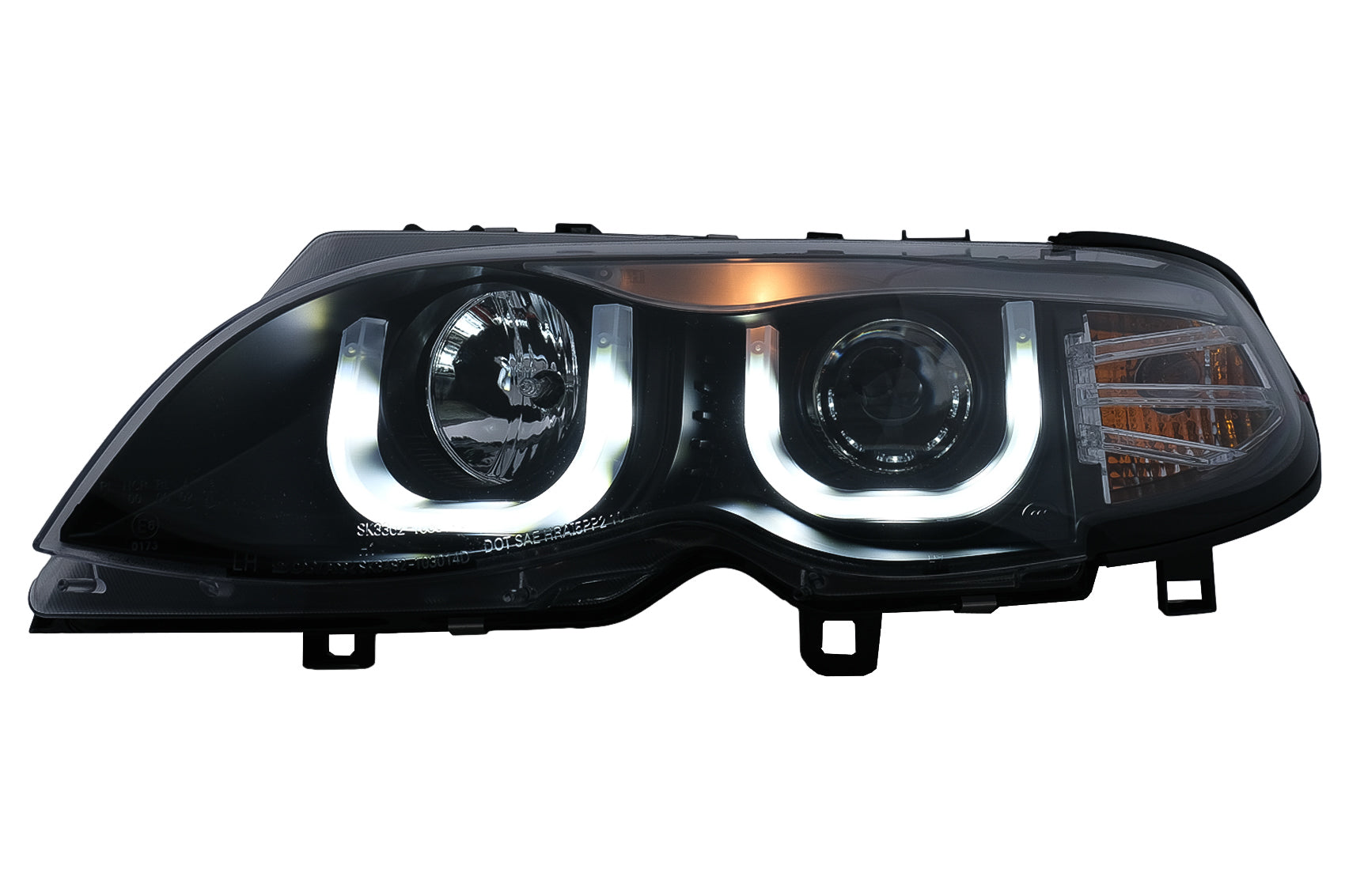 U LED Angel Eyes Scheinwerfer Passend Für BMW 3er E46 Facelift Limousine Touring (2001-2005) Schwarz KITT Lightning