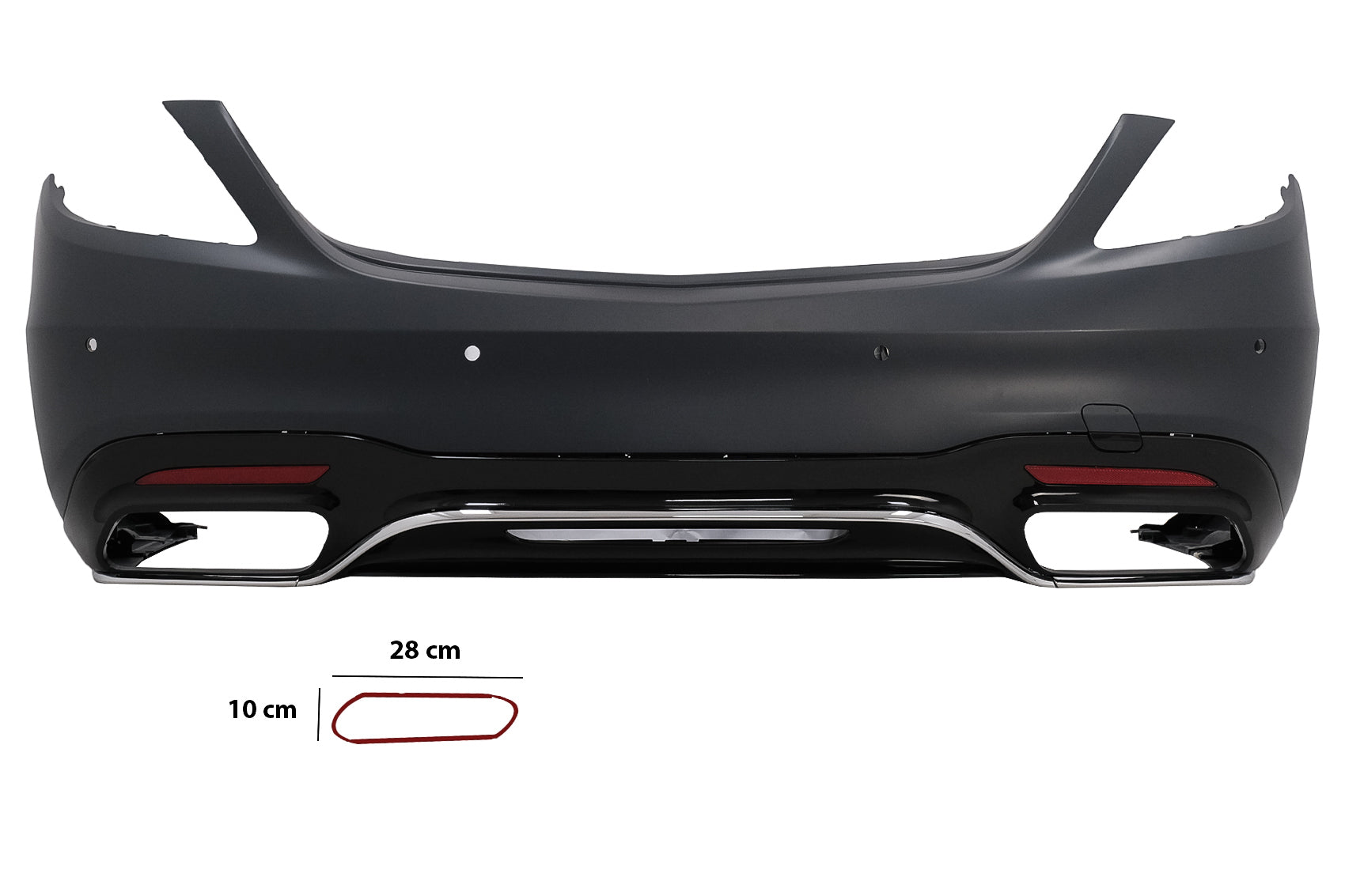 Stoßstange Diffusor Tipps Chrom für Mercedes S W222 Facelift 07.17-08.20 S63 Look CarPartsTuning