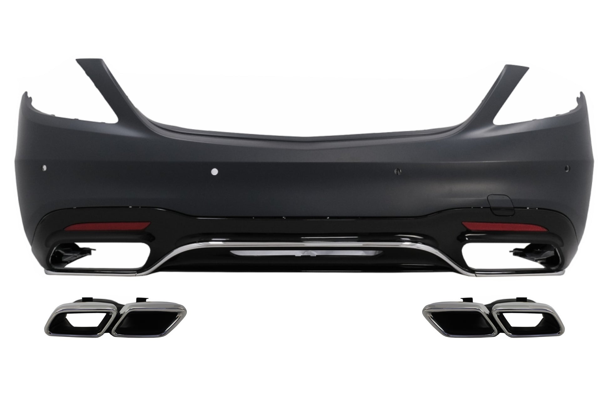 Stoßstange Diffusor Tipps Chrom für Mercedes S W222 Facelift 07.17-08.20 S63 Look CarPartsTuning