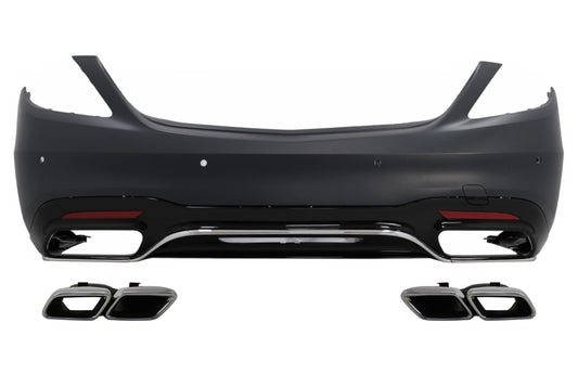 Stoßstange Diffusor Tipps Chrom für Mercedes S W222 Facelift 07.17-08.20 S63 Look CarPartsTuning