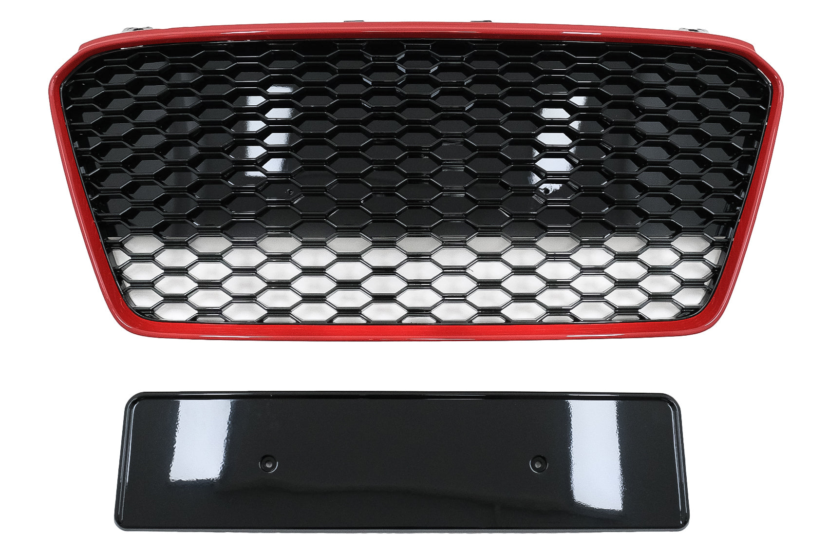 Kühlergrill für Audi R8 42 1 Generation Facelift 13-15 RS Look Glänzend schwarz Rot CarPartsTuning