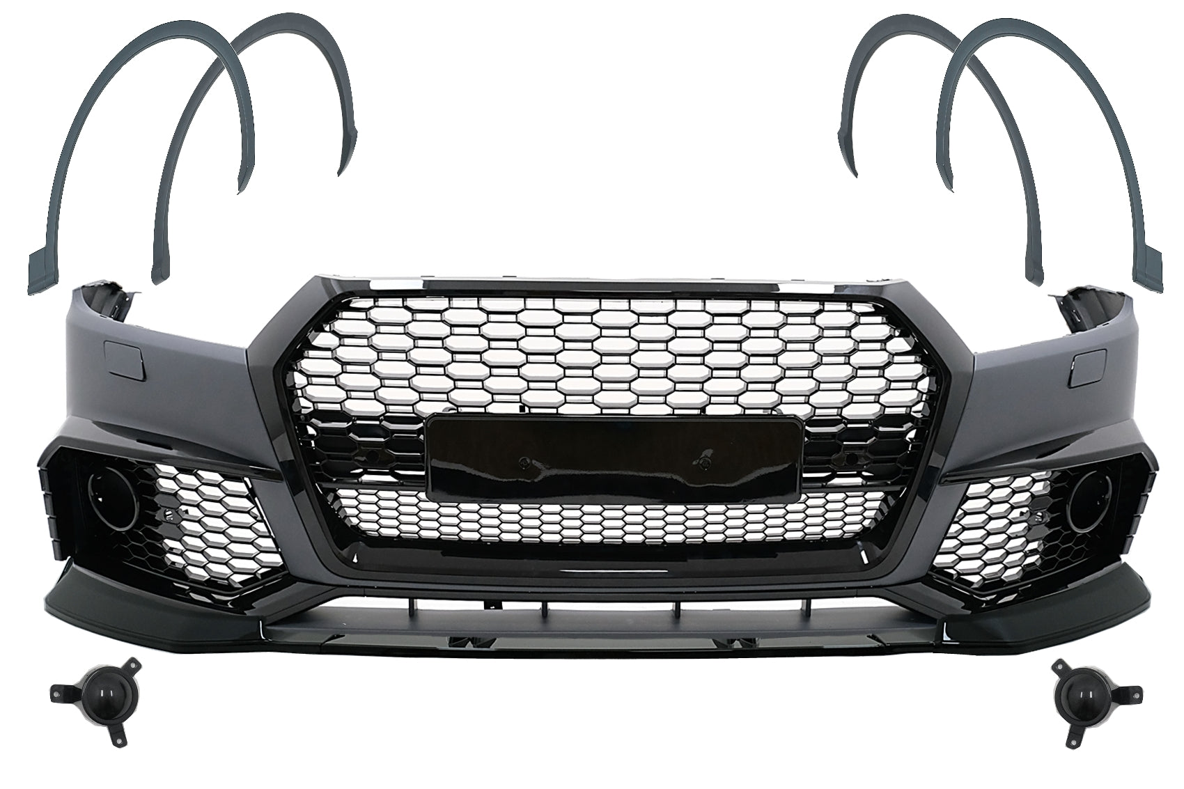 Stoßstange für Audi Q5 SUV FY Standard 2017-2020 RS Design Kühlergrill Waben PDC SRA CarPartsTuning