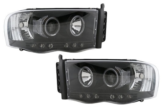 Angel Eyes Scheinwerfer für Dodge RAM III 2002-2006 Schwarz CarPartsTuning